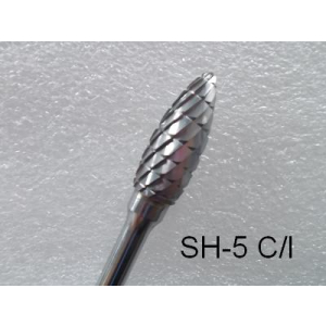 SH-5 L6 Iron Cut Extended Shank Carbide Burr 1/2 Inch