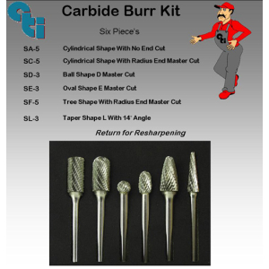 Black Carbide Burr Kit 6 Pieces