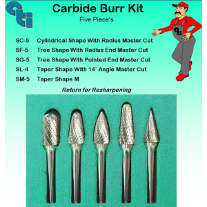 Carbide Burr Green Kit, 5 Pieces