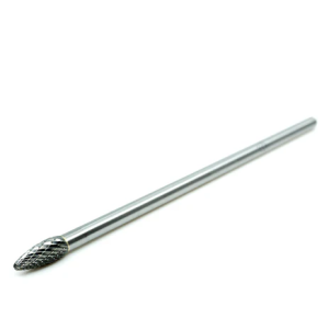 SH-2 L6 Extended Shank Double Cut Flame Shape Carbide Burr 5/16 Head